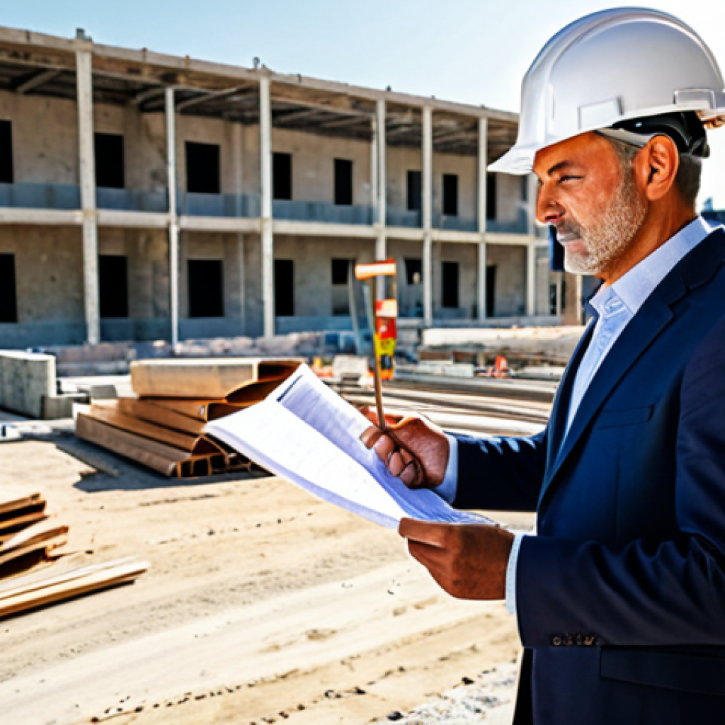 **
"A professional architect, fully clothed in appropriate business attire, reviewing blueprints on a construction site in Madrid, Spain. Sunlight, hard hat, safe for work, appropriate content, professional, perfect anatomy, correct proportions, natural pose, well-formed hands, proper finger count, natural body proportions, high quality."
**