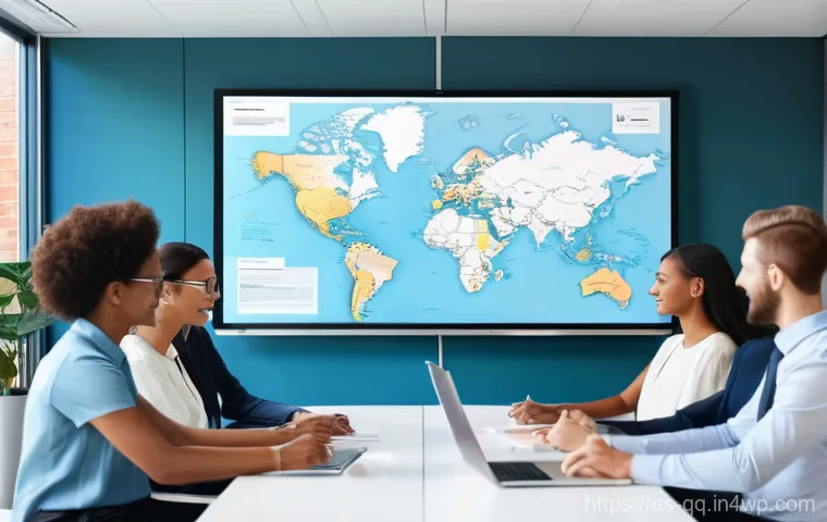 하이브리드 근무의 다문화 환경에서의 관리 - **Prompt 1: Global Hybrid Team Collaboration**
A diverse group of professionals from various cul...