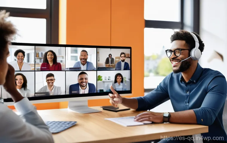 하이브리드 워크에서의 직원 관리 도구 - **Prompt: Seamless Hybrid Team Communication and Collaboration**
"A vibrant, dynamic image showc...