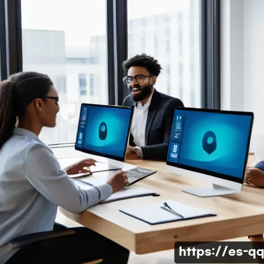 하이브리드 워크 성공 사례 분석 - A diverse professional hybrid work team engaged in a dynamic video conference call using Microsoft T...