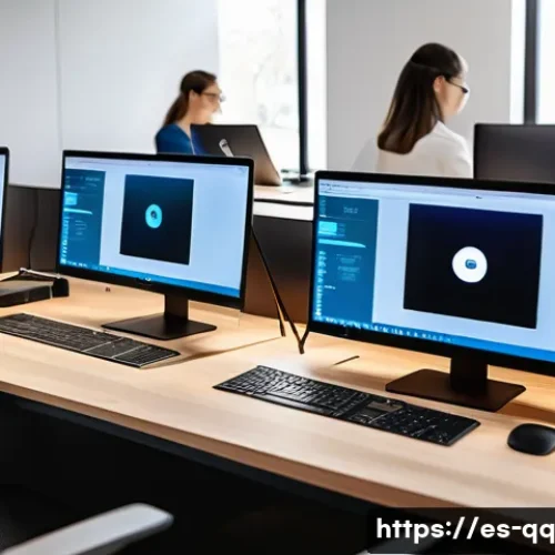 하이브리드 근무 시 기술 지원 필요성 - A modern hybrid workspace showing a diverse group of professionals working seamlessly between home a...
