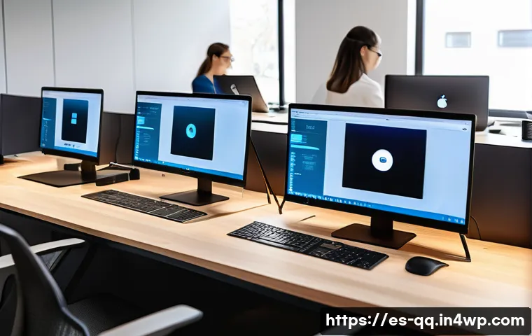 하이브리드 근무 시 기술 지원 필요성 - A modern hybrid workspace showing a diverse group of professionals working seamlessly between home a...