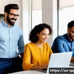 하이브리드 팀의 문화 구축 방법 - A diverse hybrid team engaged in a productive virtual meeting: a mix of Hispanic professionals in a ...
